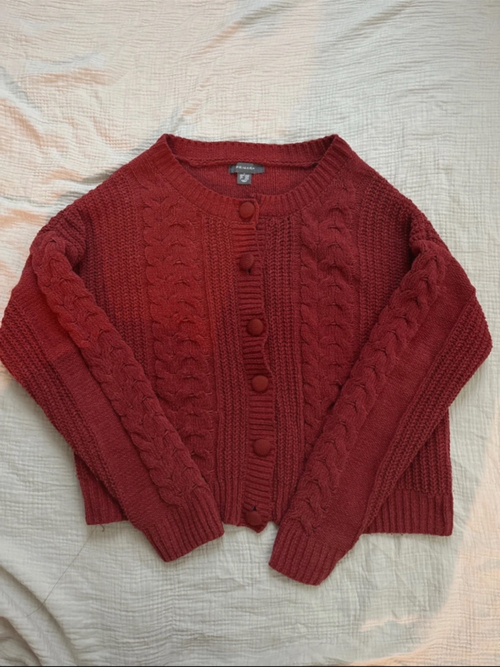 Primark Women's Deep Red Crew Neck Knit Sweater